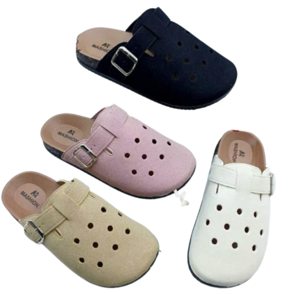 Buckle Clogs – Ladies' Ventilated Slip-Ons with Adjustable Strap