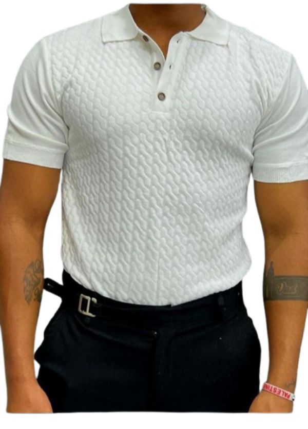 Men’s Textured Polo Shirt – Classic Fit with Modern Edge