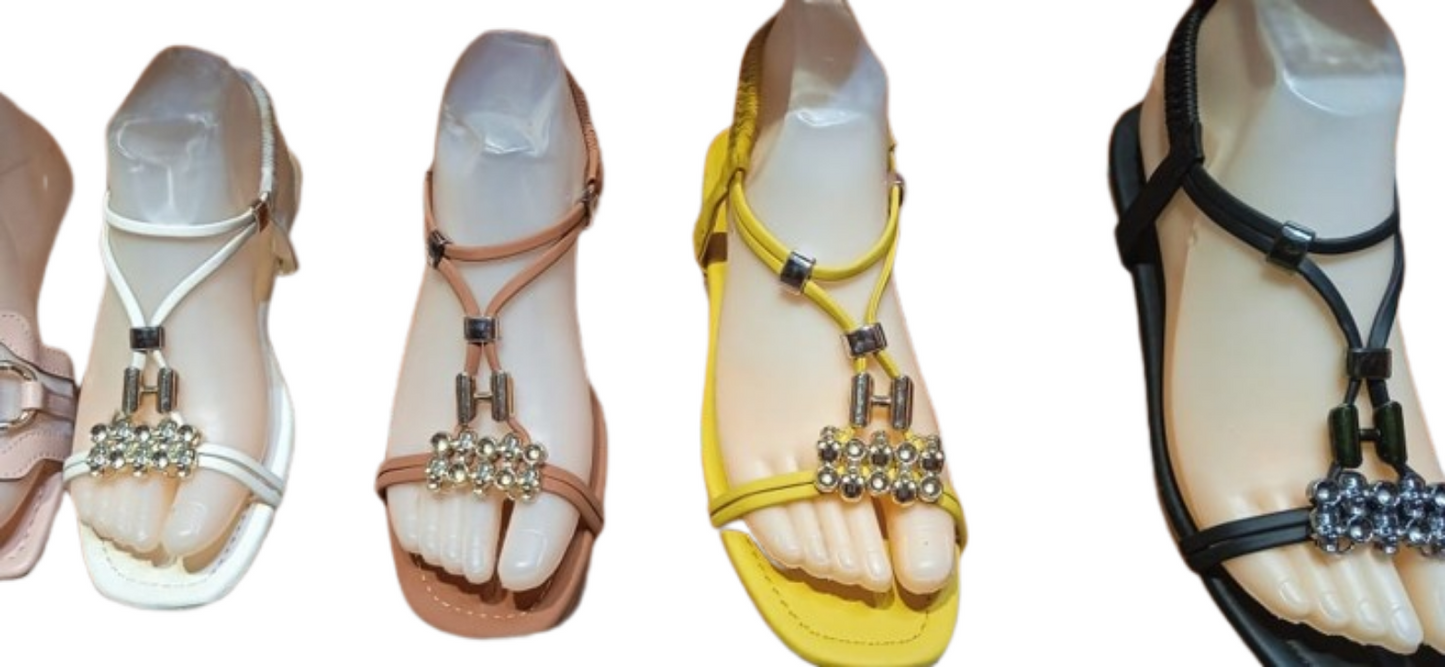 π Beaded T-Strap Sandals