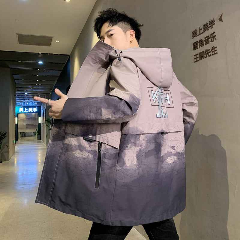 Vihana Men's Gradient Ink Wash WindbreakerJacket