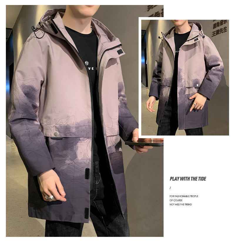 Vihana Men's Gradient Ink Wash WindbreakerJacket