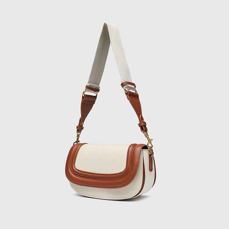 Savannah Luxe Canvas Crossbody – Cream & Chestnut