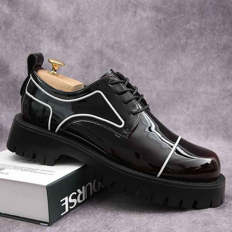 NoirCraft Patent Derby – Gloss Black with White Trim