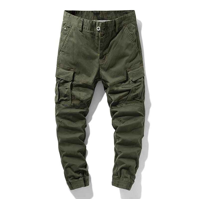 Men’s Tapered Cargo Pants – Tan Utility Fit with Camouflage Accents