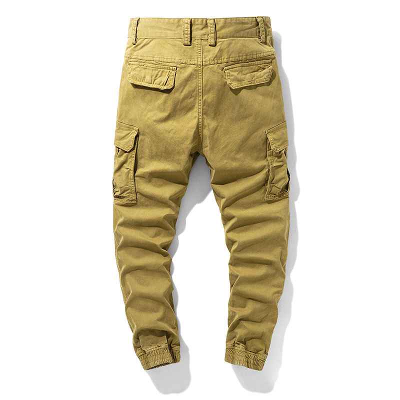 Men’s Tapered Cargo Pants – Tan Utility Fit with Camouflage Accents