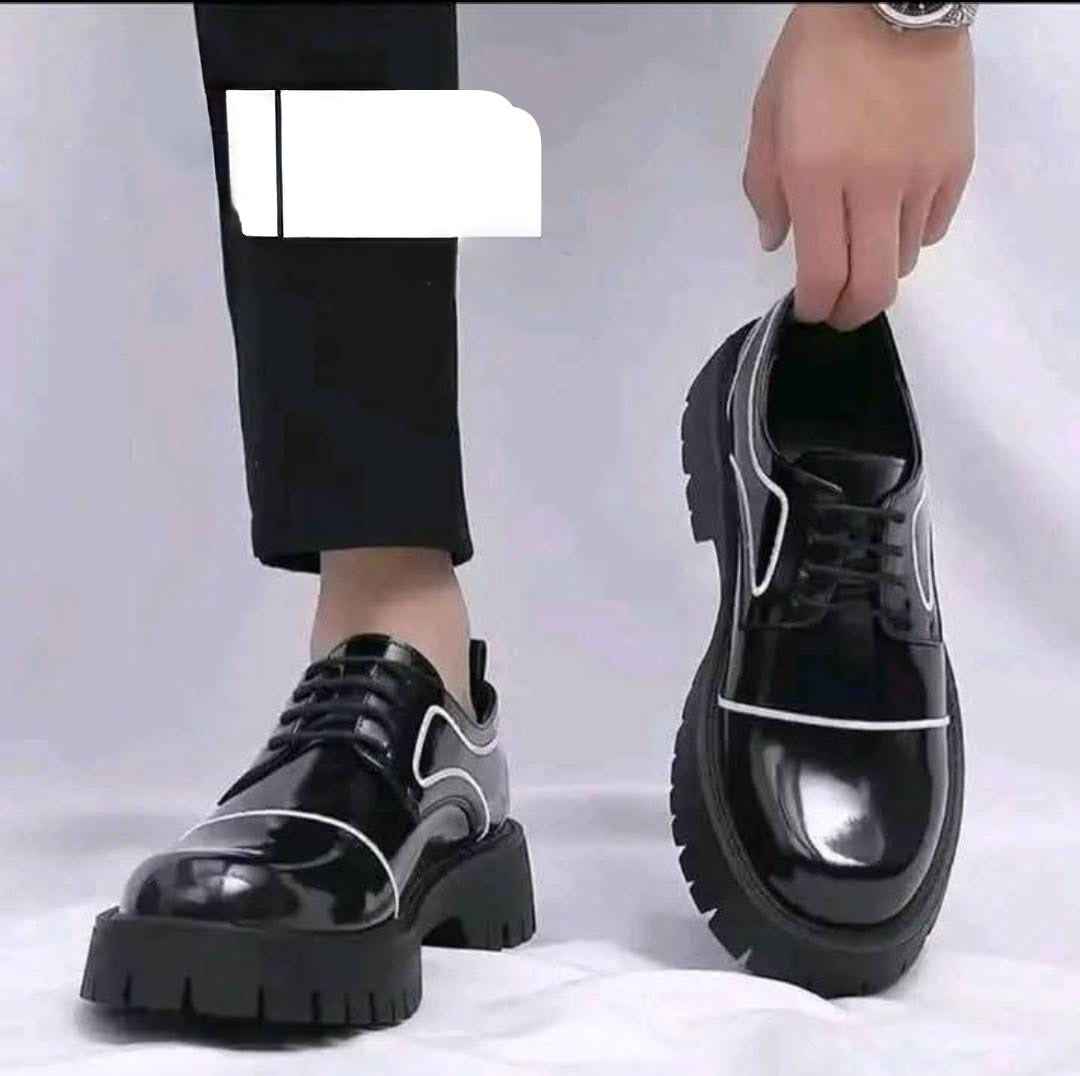 NoirCraft Patent Derby – Gloss Black with White Trim