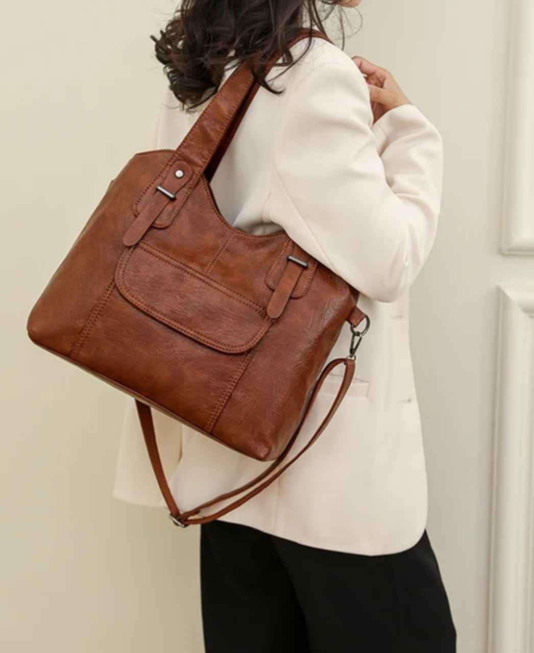 Urban Luxe Buckled Leather Handbag