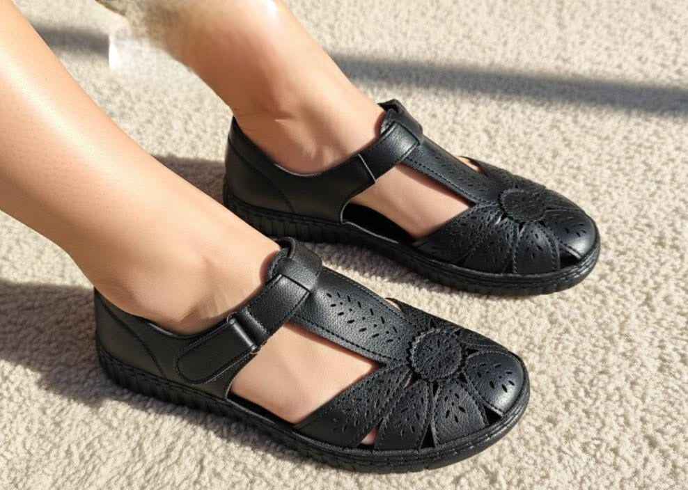 Perforated Floral Sandals