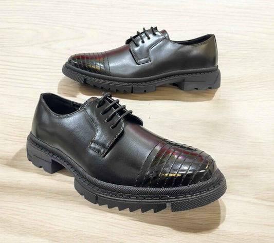 UrbanCraft Derby Shoes – Black Embossed