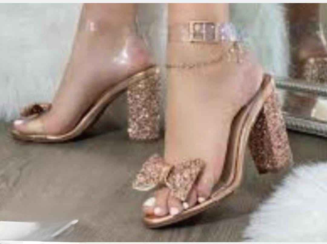 Starluxe Bow Platform Heels – Midnight Sparkle