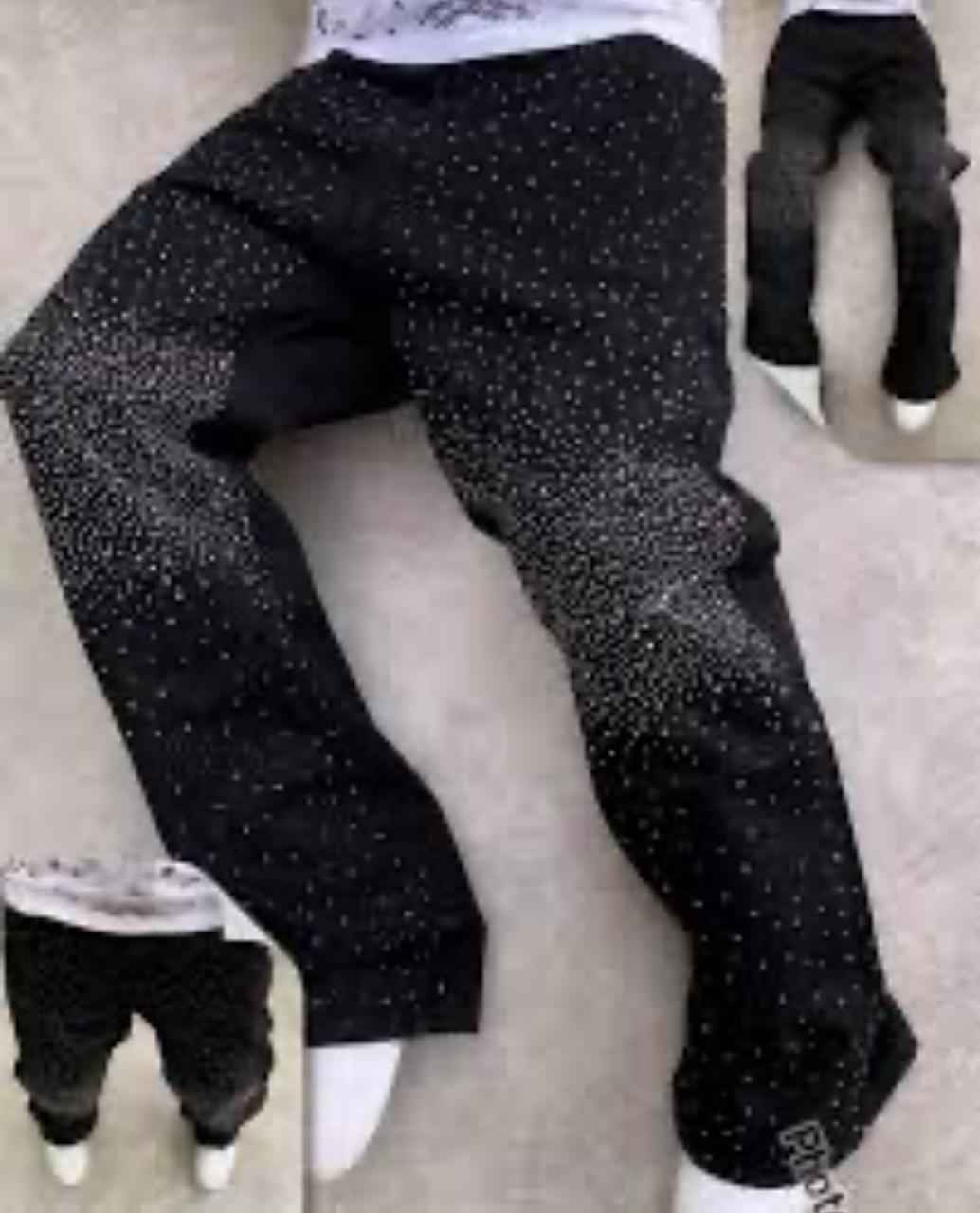 Stardust Rhinestone Jeans – Black Sparkle