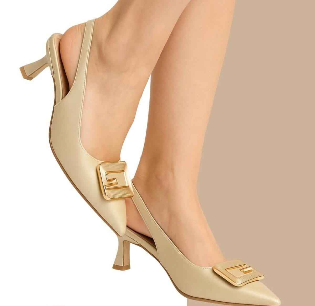 GoldenAura Slingback Heels