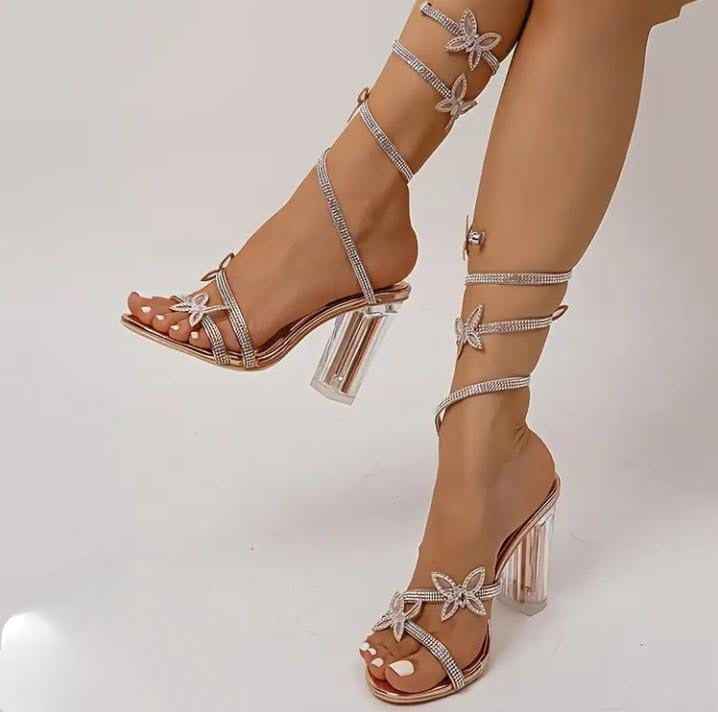 Rhinestone Wrap Sandals