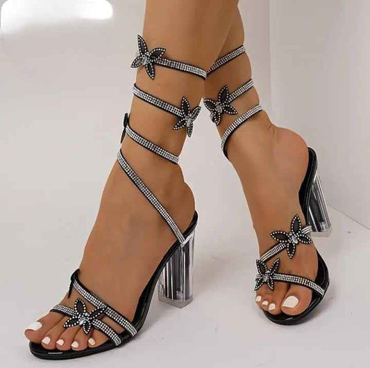 Rhinestone Wrap Sandals