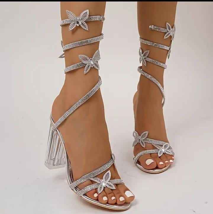 Rhinestone Wrap Sandals