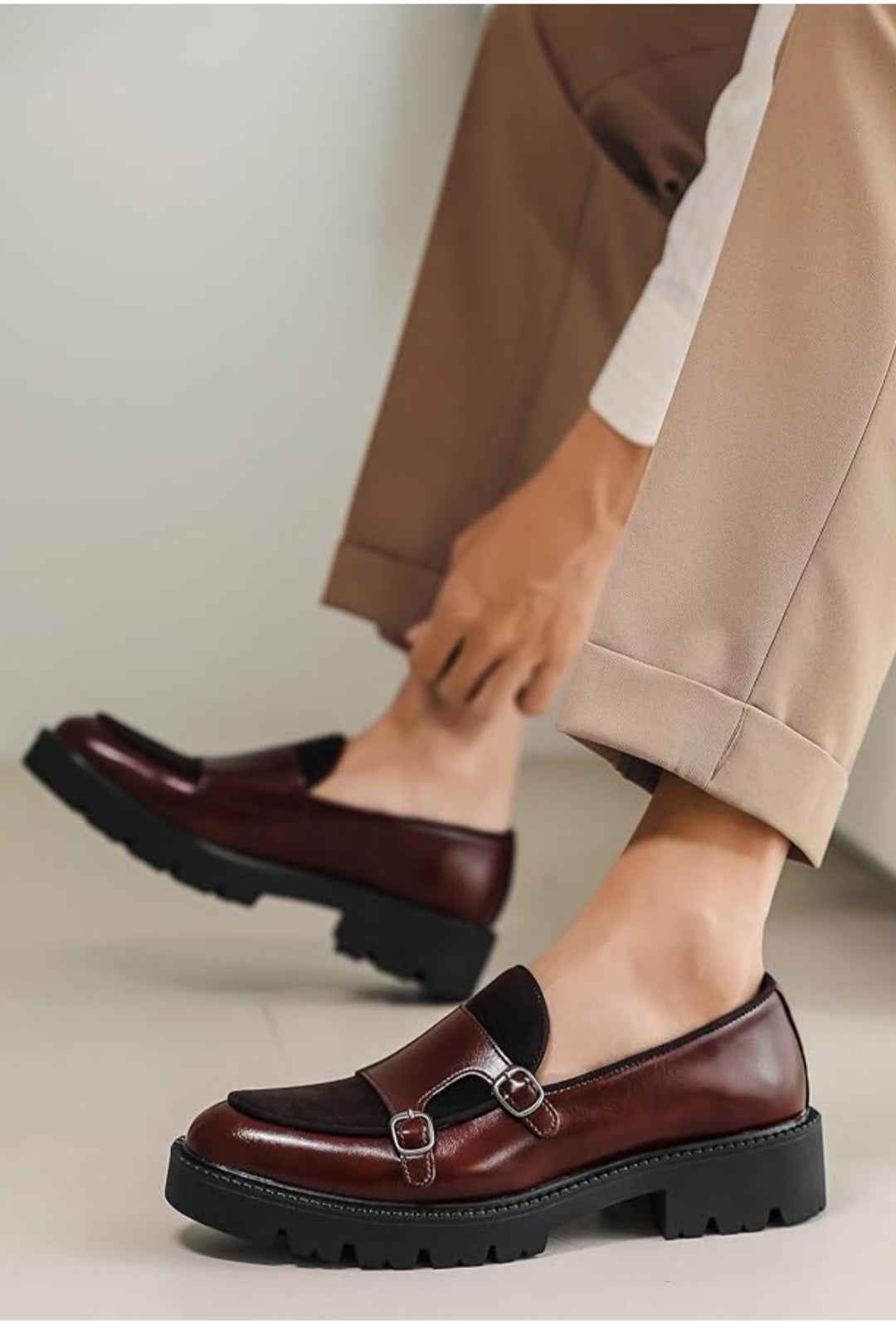 Bordeaux Monk Strap Loafers –