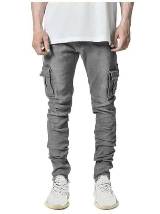 Men's slim fit cargo jeans - Litlavish Boutique