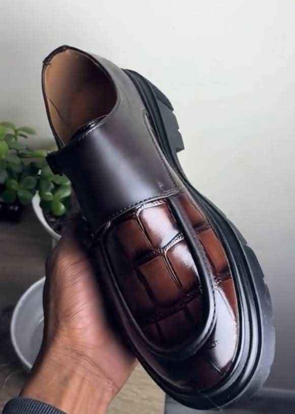 Men's Double Monk Strap Dress Shoes with Crocodile-Embossed Leather