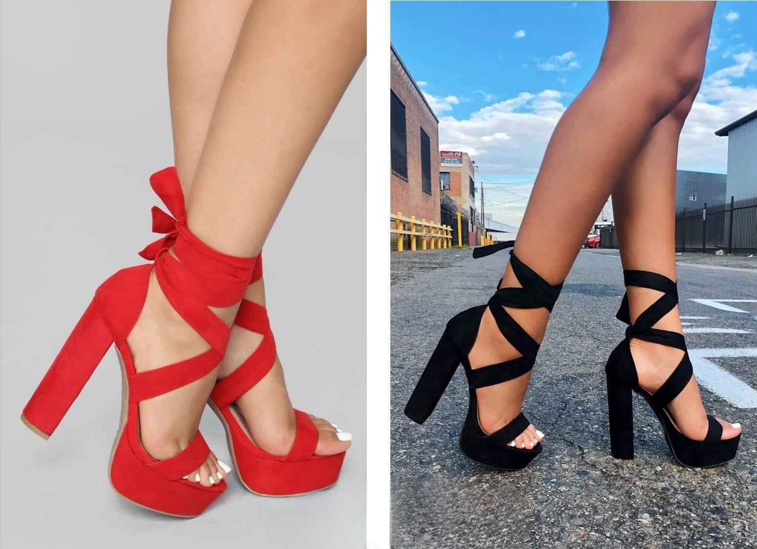 Wrap-Tie Platform Heels