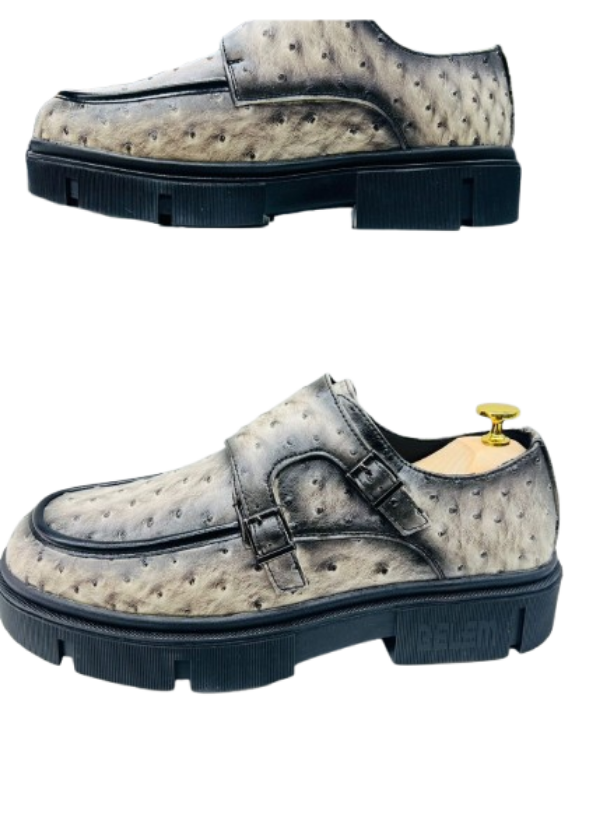 Ostrich Leather Buckle Loafers - Litlavish Boutique