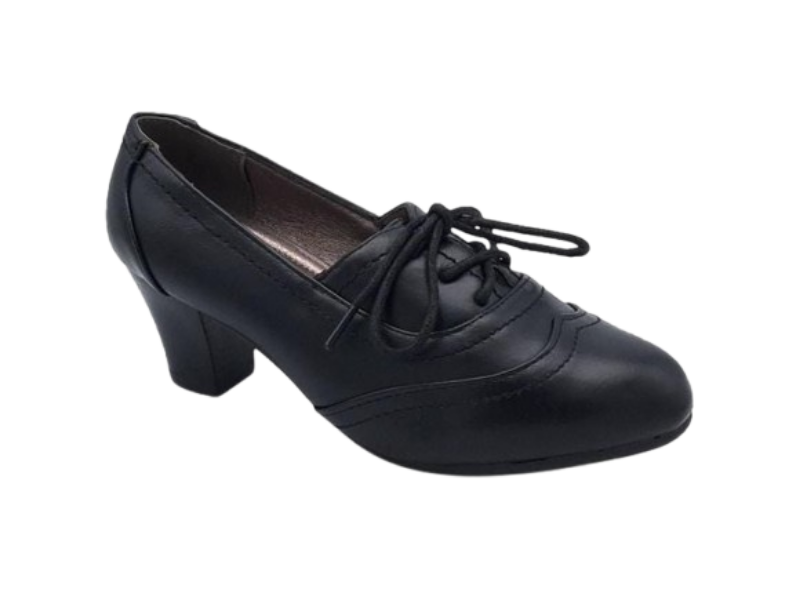 Lavish Oxford Elegance – Women’s Lace-Up Block Heel Shoe