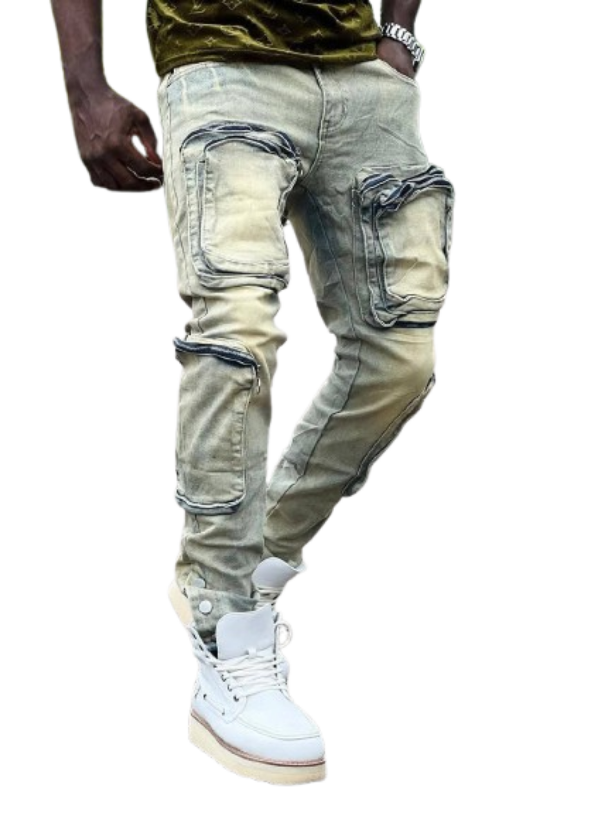 Distressed Cargo Denim For Men