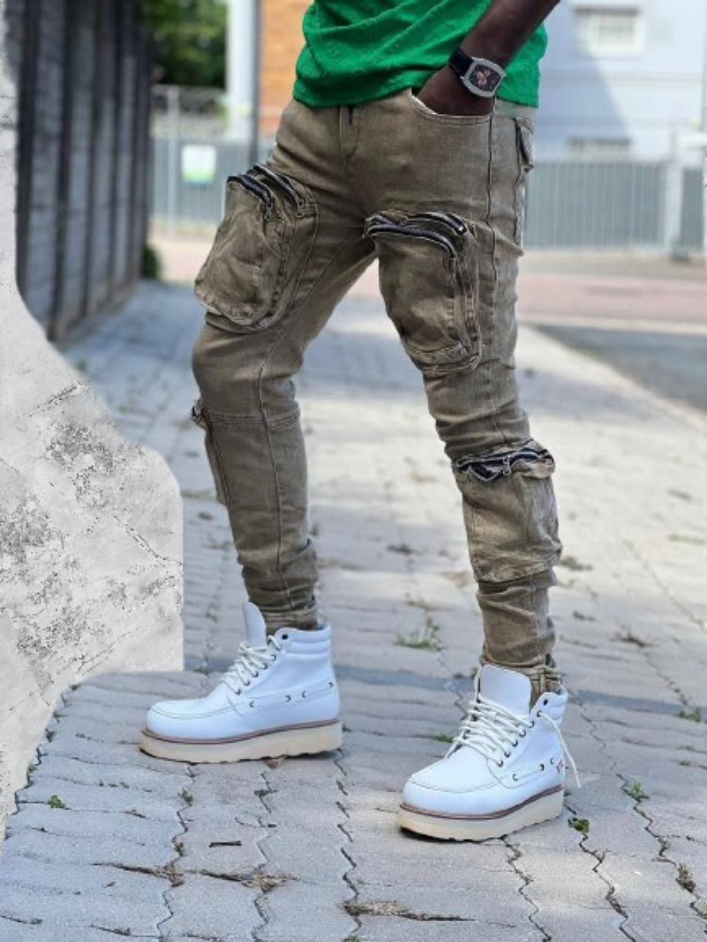 Distressed Cargo Denim For Men