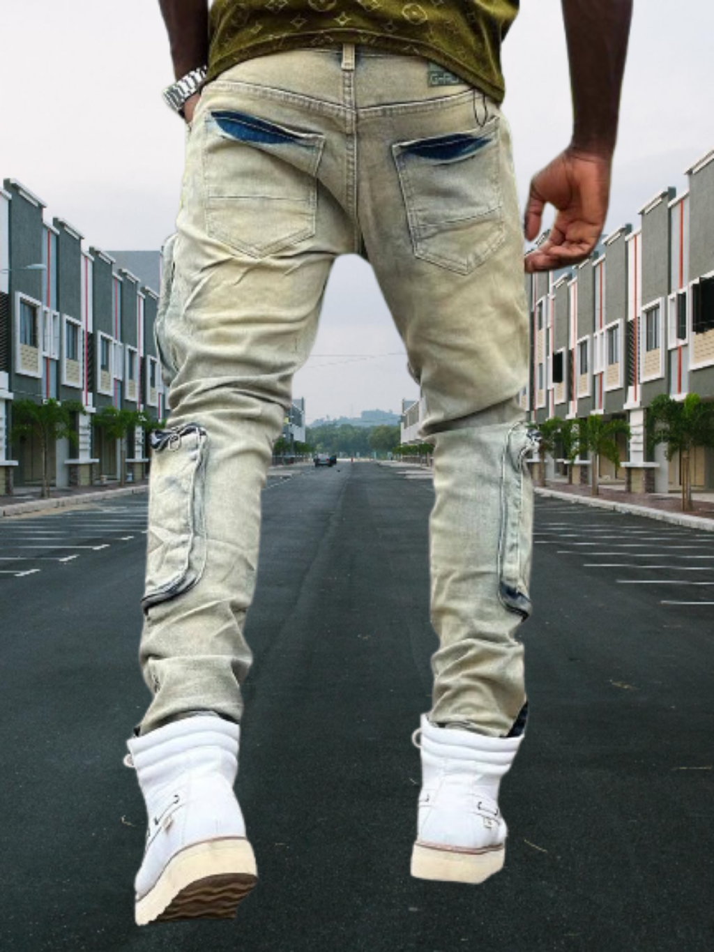 Distressed Cargo Denim For Men