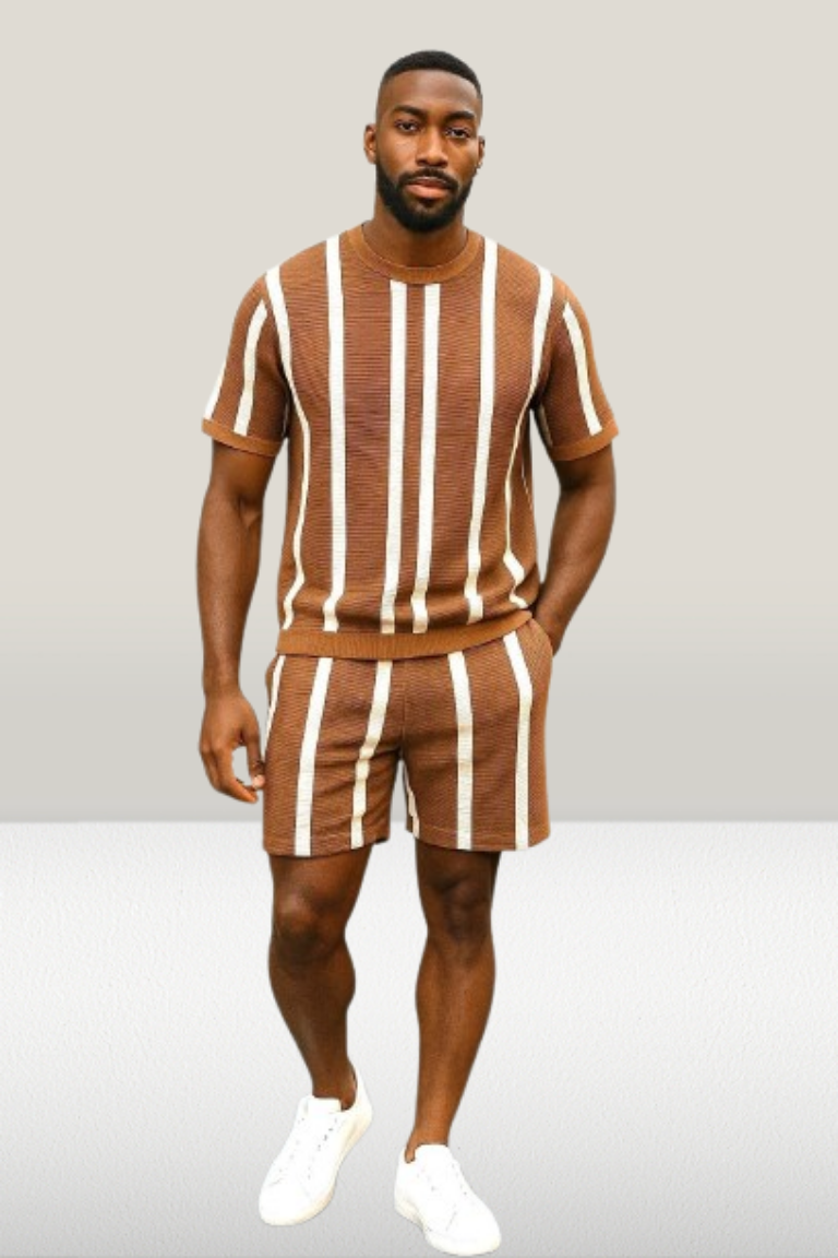 Stylish Men's Striped T shirt and short set