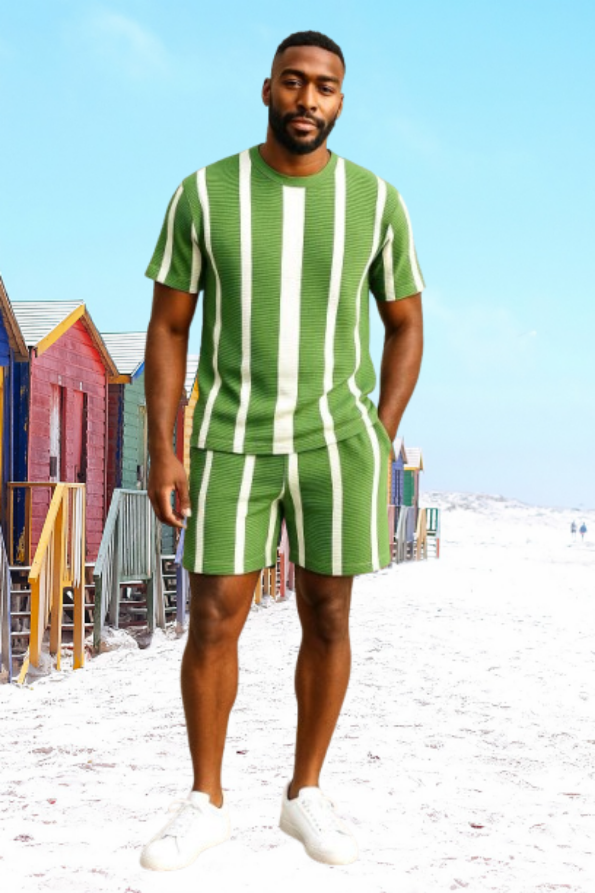 Stylish Men's Striped T shirt and short set