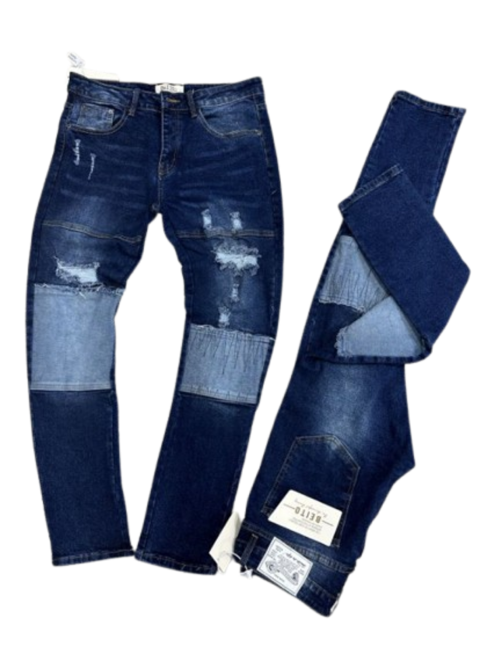 Mosaic Patch Jeans – Indigo Remix