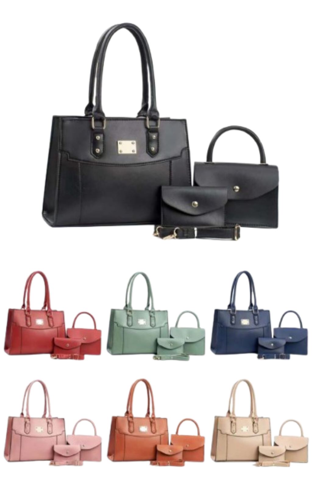 Elegance 4-Piece Handbag Set – Structured Style in Every Shade
