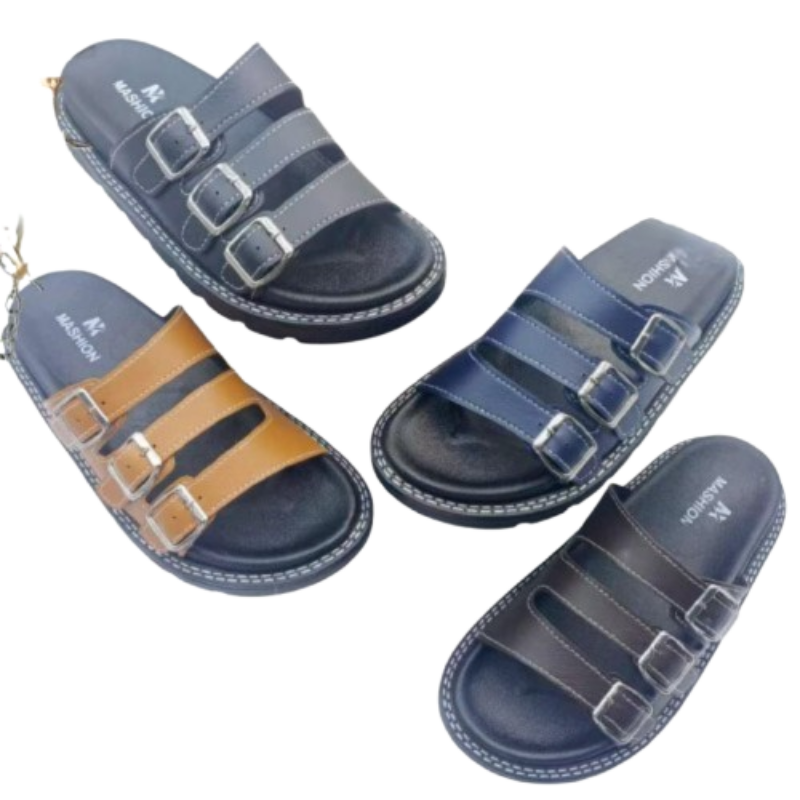 Triple Buckle Sandals – Men's Slip-On Comfort Slides - Litlavish Boutique