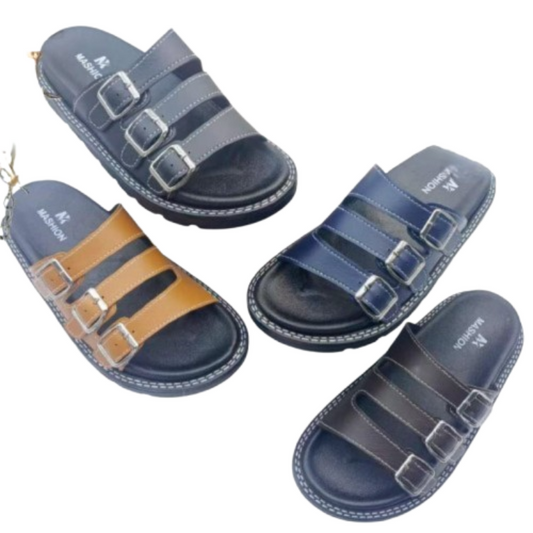 Triple Buckle Sandals – Men's Slip-On Comfort Slides - Litlavish Boutique
