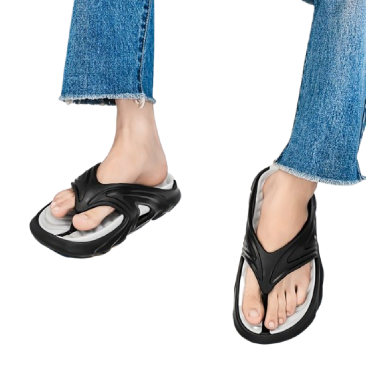 Duo-Tone Comfort Slides – Unisex Molded Sandals with Textured Footbed