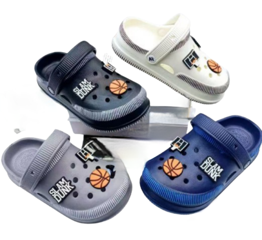 SLAM DUNK” Kiddies Clogs – Basketball-Themed Slides with 3D Charms