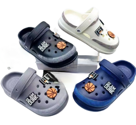 SLAM DUNK” Kiddies Clogs – Basketball-Themed Slides with 3D Charms