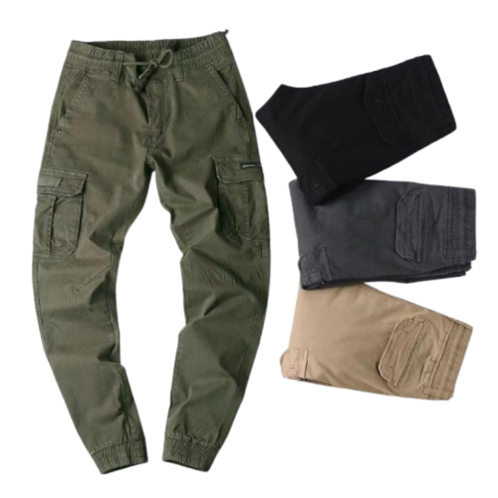Cargo Jogger Pants – Men's Multi-Pocket Utility Fit with Elastic Cuffs