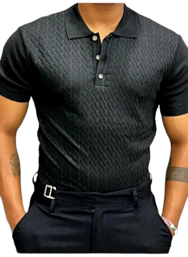 Men’s Textured Polo Shirt – Classic Fit with Modern Edge