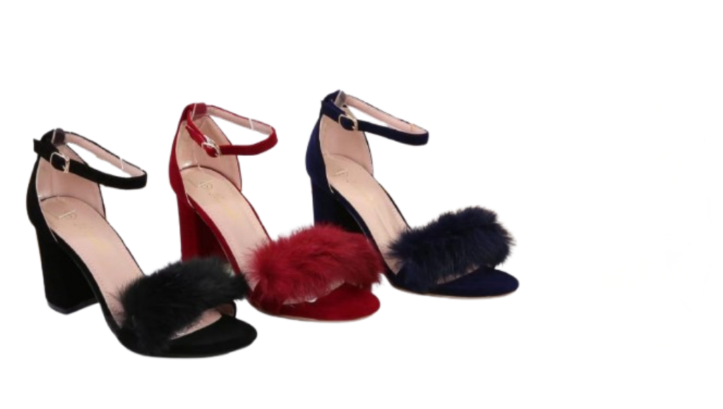 VelvetFluff Block Heel Sandals