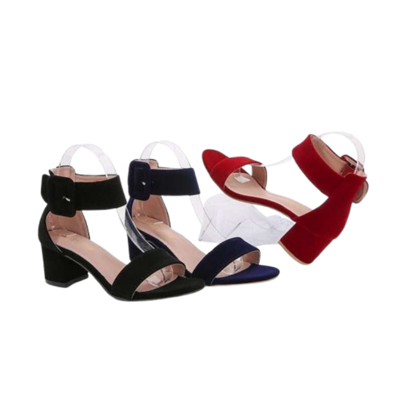 VelvetFluff Block Heel Sandals